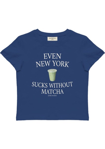 Matcha Baskılı Baby Tee Crop Top