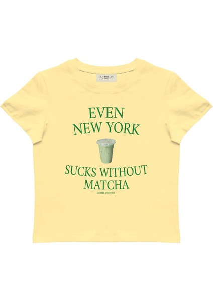 Matcha Baskılı Baby Tee Crop Top