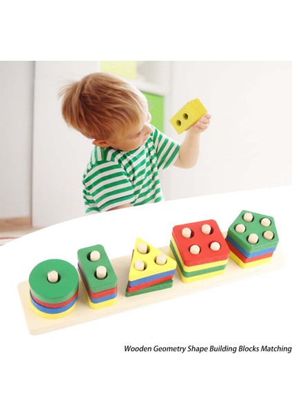 Ahşap Geometri Şekil Blokları Eşleşen Bebek Çocuk Zeka Geliştirme Eğitici Oyuncak(#1) (Yurt Dışından)