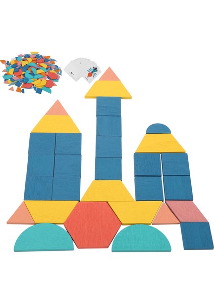 Ahşap Desen Blokları Seti Geometrik Şekil Bulmacası Eğitici Yapboz Oyuncağıyapboz Oyuncağı (Yurt Dışından)