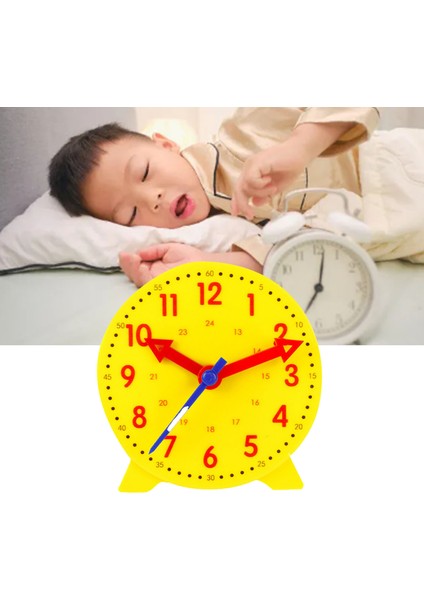 Saat Öğretim Yardımı Öğrenme Modeli Oyuncak Öğrenciler Çocuklar Bilişsel Zaman Aracı 3 Işaret Bağlantısı 24 Saat Sistemi 10CM Sarı (Yurt Dışından)