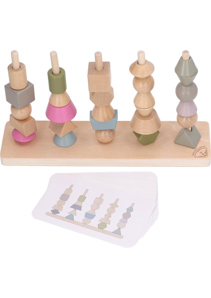 Stack Eşleştirme Seti Eğitici Ahşap 10 Kart Geometrik Şekil Blokları Çocuklar Için Istifleme Oyuncağı