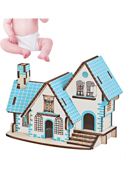 3d Puzzle Ahşap Villa Ev Yapımı Modeli Çocuk Çocuk Yapboz Dıy El Sanatları Eğitici Oyuncaklar