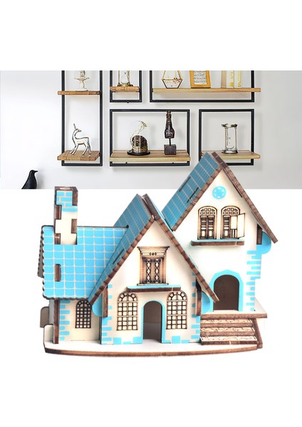 3d Puzzle Ahşap Villa Ev Yapımı Modeli Çocuk Çocuk Yapboz Dıy El Sanatları Eğitici Oyuncaklar
