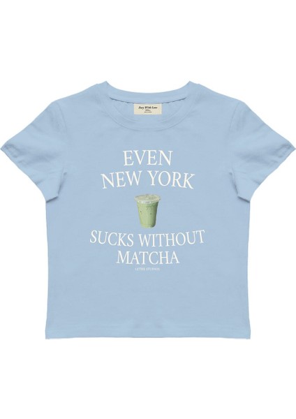 Matcha Baskılı Baby Tee Crop Top