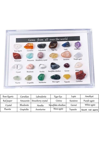 24 Adet Mineral Mücevher Seti Eğitici Jeoloji Mücevher Seti Mücevher Seti Çocuklar Kaya Koleksiyonu Hediyeler (Yurt Dışından)