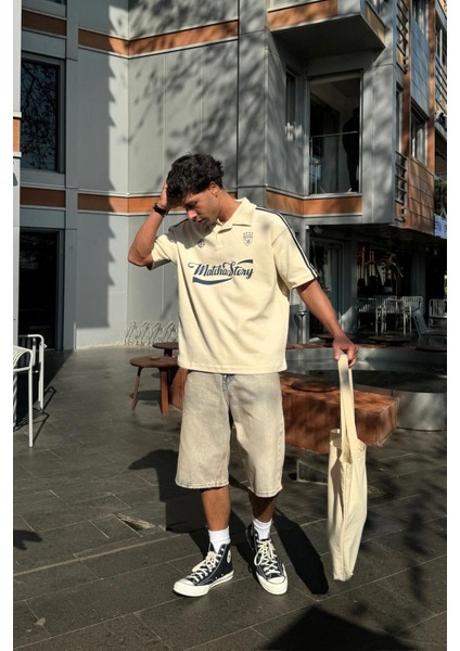 Matcha Story Baskılı Oversize Tişört