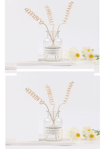 3 Tek Adet 3 Model Aromaterapi Koku Dağıtıcı Rattan Şişe Ahşap Difüzör Çubuk (Spiral-Yaprak-Dalgalı) modelleri