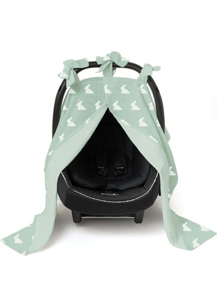 %100 Pamuk Müslin Puset Örtüsü - Mono Lapin Matcha Green