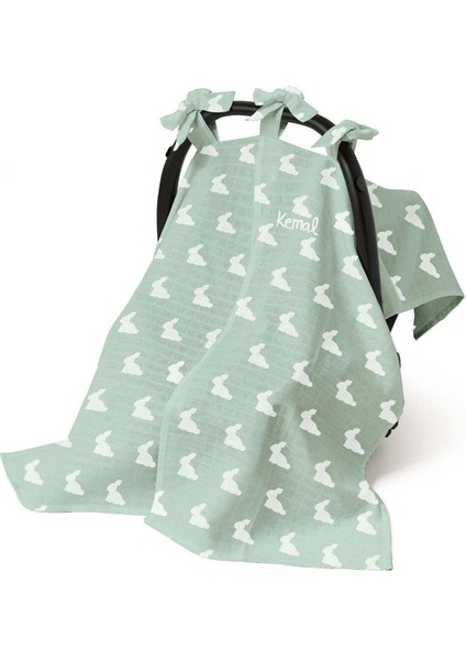 %100 Pamuk Müslin Puset Örtüsü - Mono Lapin Matcha Green modelleri