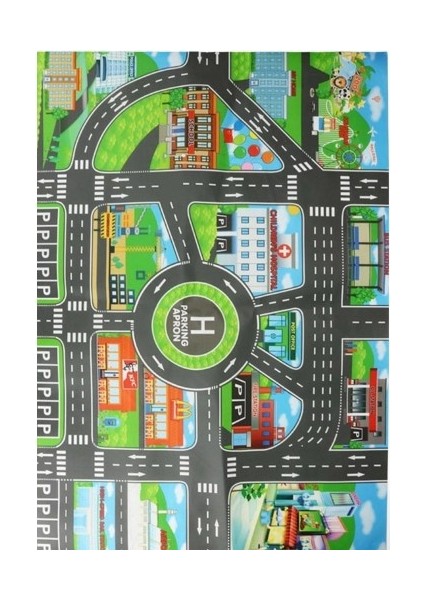 Büro Ev Ofis Çocuk Hediyesi Için Mutlu Şehir Hayatı Temalı Baskılı Oyun Matı modelleri