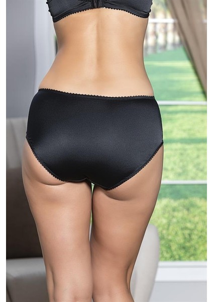 Saten Toparlayıcı Minimizer Sütyen ve Yüksek Bel Slip Külot Takım Siyah (BRF31521)