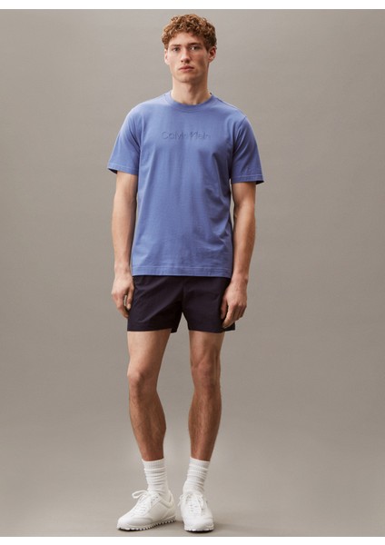 LVGMS5K182T0Z-PW - Mavi Yuvarlak Yaka Normal Düz Erkek T-Shirt