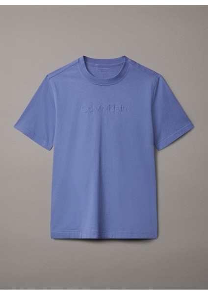 LVGMS5K182T0Z-PW - Mavi Yuvarlak Yaka Normal Düz Erkek T-Shirt
