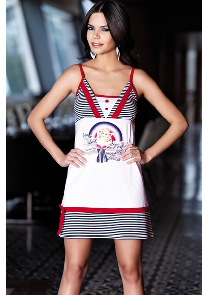 2421 Berrak Bayan Cizgili Cruise Elbise