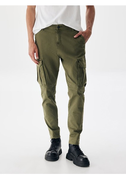 Erkek Gabardin Regular Kargo Yeşil Pantolon fiyatları