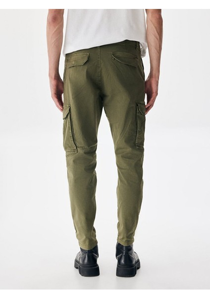 Erkek Gabardin Regular Kargo Yeşil Pantolon modelleri