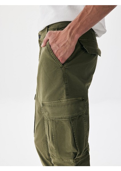 Erkek Gabardin Regular Kargo Yeşil Pantolon indirimleri