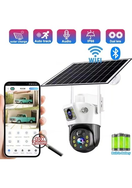 Pro 7015 Wi-Fi 360? Güneş Enerjili 5mp 1 Sabit 1 Hareketli Gece Görüşlü Sirenli Akıllı Kamera IP66 (Wifi Solar Enerjili) indirimleri