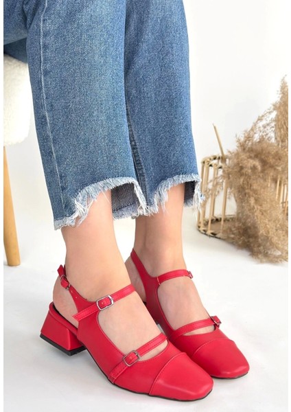 Doran Kırmızı Cilt Topuklu Ayakkabı