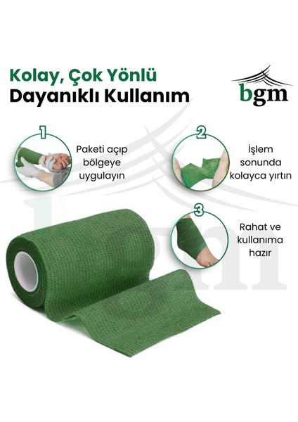 Elastik Kendinden Yapışkanlı Bandaj 10CM x 4.5m Koyu Yeşil Coban Bandajı Sporcu Bandı Elastik Banda fırsatları
