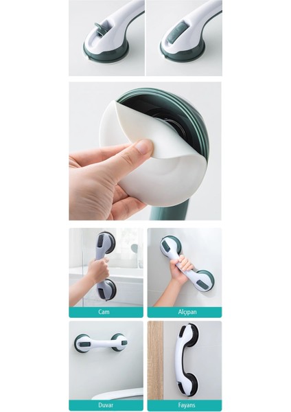 Vantuzlu Banyo Tutacağı - Kayma Düşme Önleyici Kilitli Tutunma Barı indirimleri