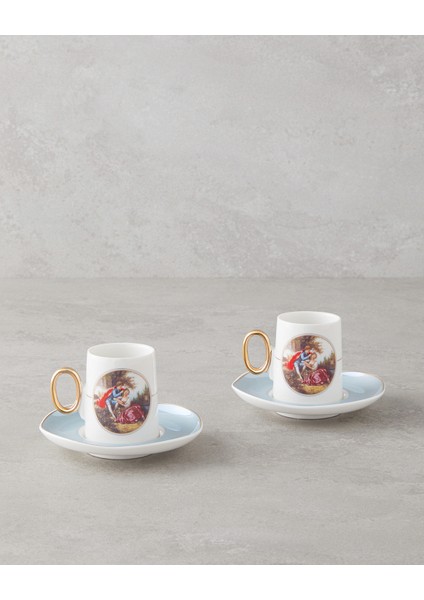 Selene Porselen 4 Parça 2 Kişilik Kahve Fincan Takımı 80 ml Mavi