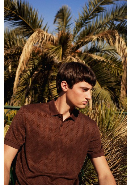 Regular Fit Polo Yaka Kısa Kollu Triko Tişört C4140AX25SM fiyatları