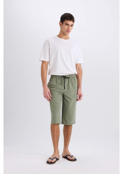 Long Fit File Astarlı Uzun Boy Kargo Cep Deniz Şortu E0905AX25HS