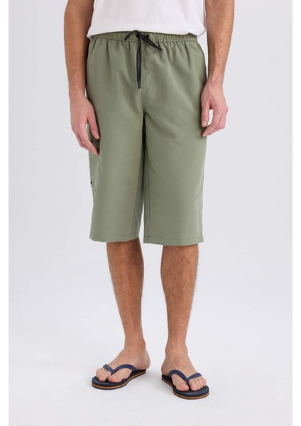 Long Fit File Astarlı Uzun Boy Kargo Cep Deniz Şortu E0905AX25HS