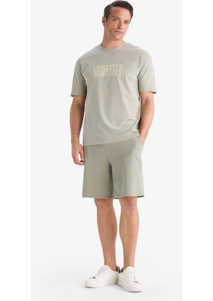 %100 Pamuk Regular Fit Bisiklet Yaka Baskılı Kısa Kollu Tişört E3780AX25SM fiyatları