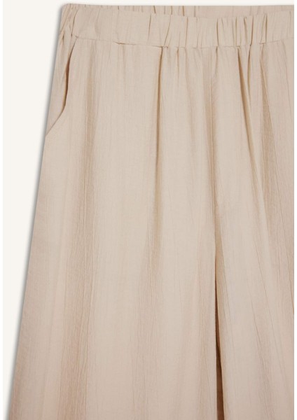 Wide Leg Esnek Belli Krinkıl Kumaş Geniş Paça Pantolon D7591AX25SM