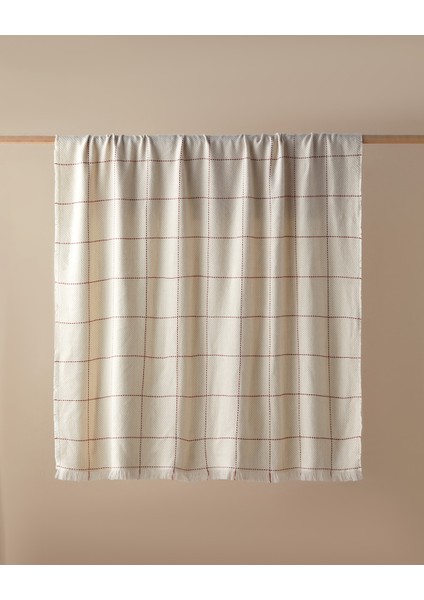 Yumi Koltuk Şalı 140X170 cm Ekru-Kırmızı