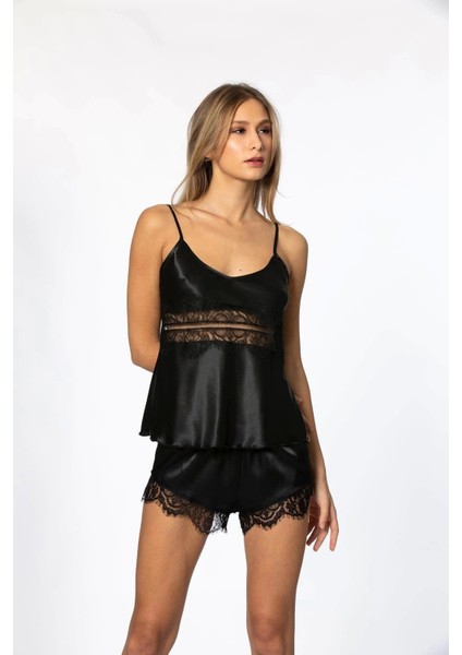 Pierre Cardin 2490 Bayan Sabahlıklı Saten Şort Takım