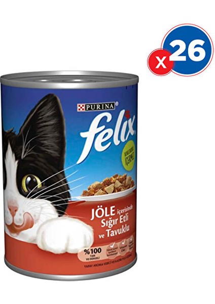 Felix Konserve Sığır Etli ve Tavuklu Kedi Maması 400 GRX26'LI