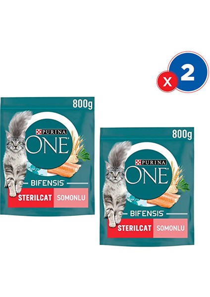 Purina One Somonlu Kısırlaştırılmış Kedi Maması 800 Grx2'li