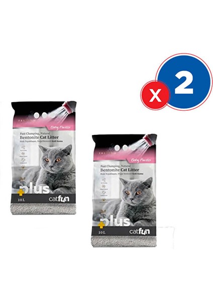 Catfun Plus Pudra Kokulu Kedi Kumu 10L X2'li