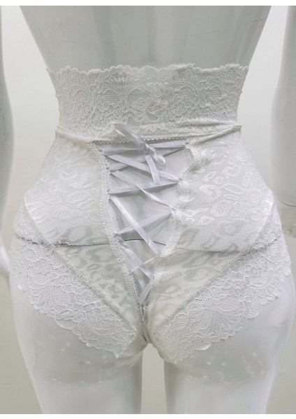 Ekru Dantelli Yüksek Bel Külot VENÜS-K1012