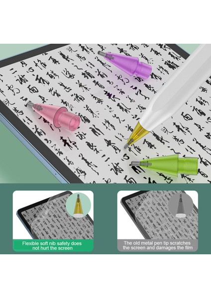 Apple Pencil (2. Nesil)/kalem (1. Nesil)/kalem (Usb-C)/pencil Pro Tips 2b Damping Silent-Fine Point/transparent Purple Için (Yurt Dışından) modelleri