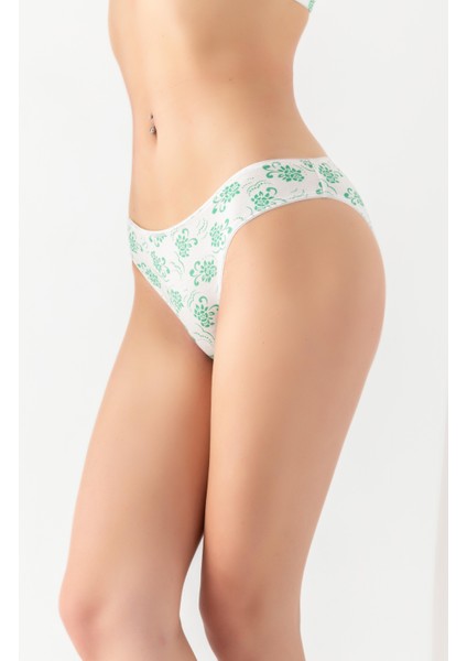 Pamuklu Desenli, 3'lü Slip Külot Yeşil (MGP2961)
