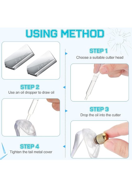 6 Adet Kavramalı Yağ Beslemeli Cam Boyalı Kesici Aletler ve 2-6mm Başlıklar (Yurt Dışından)