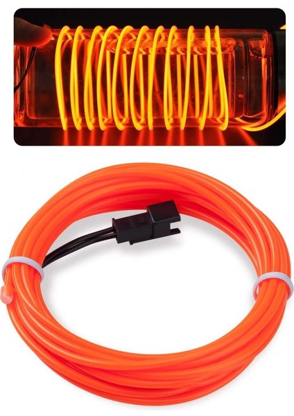 Araç Içi Torpido Şerit Ledi Renkli Ip Neon LED 2 Metre Turuncu Koyu
