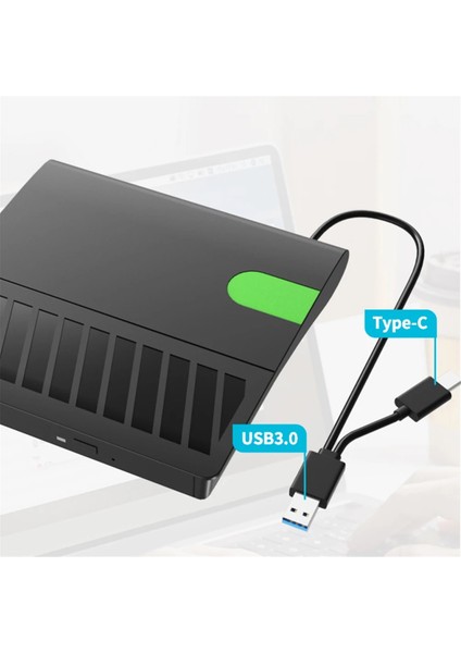 USB 3.0 Type-C Slim Harici DVD Rw CD Yazıcı Sürücüsü Yazıcı Okuyucu (B) (Yurt Dışından)