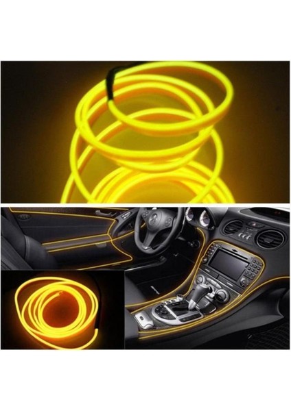 Araç Içi Torpido Şerit Ledi Renkli Ip Neon LED 2 Metre Sarı