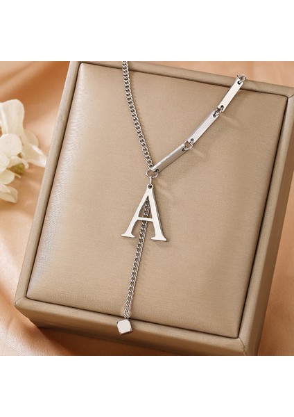 Solmayan Titanyum Çelik Monogram Kolye Küçük Kare Püskül Kolye Ucu Altın Köprücük Kemiği Zinciri (Yurt Dışından)