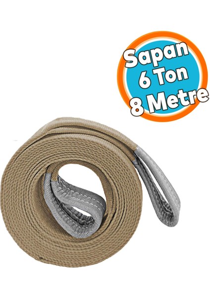 Polyester Sapan Spanzet 6 Ton 8 Metre Kahve Sağlam Yük Kaldırma Taşıma Indirme Halat