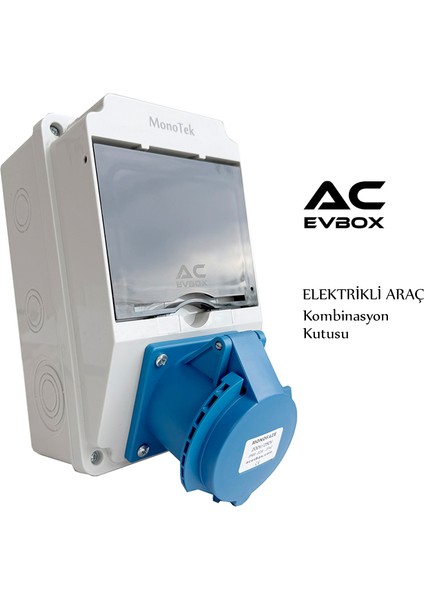 Monotek Kombinasyon Kutusu, Monofaze Altyapıya Uygun,tesla Blue Adaptör ve Tüm 7,4kw Mobil Cihazlar