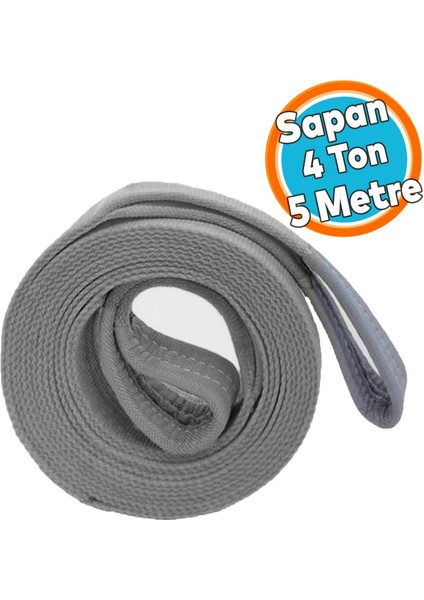 Polyester Sapan Spanzet 4 Ton 5 Metre Gri Sağlam Yük Kaldırma Taşıma Indirme Halat