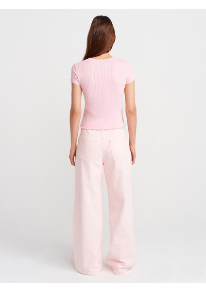 71994 Parçaboya Wideleg Denim Pantolon-Pembe fiyatları
