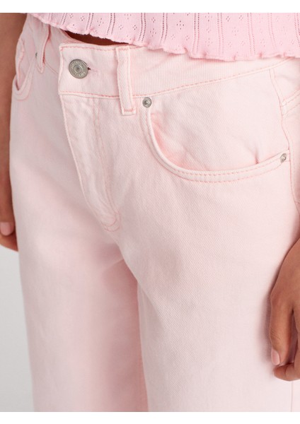 71994 Parçaboya Wideleg Denim Pantolon-Pembe modelleri